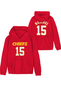 Patrick Mahomes  Outer Stuff Kansas City Chiefs Boys Red Name Number Long Sleeve Hooded Sweatshi..
