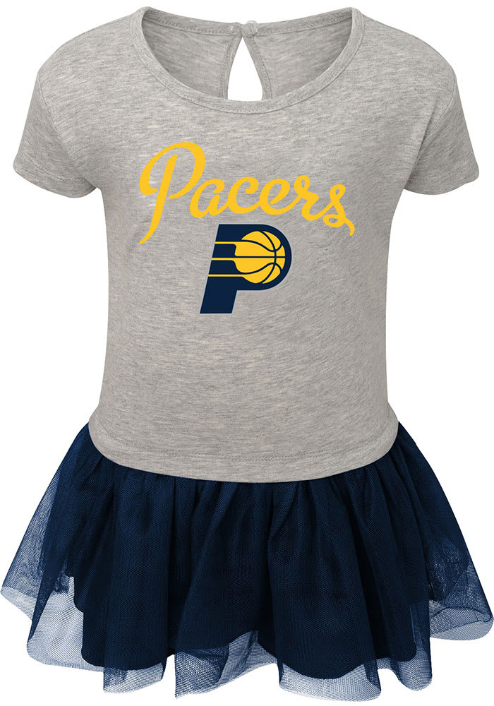 Indiana Pacers Baby Girls Grey Game Short Sleeve Dress