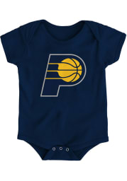 Indiana Pacers Baby Navy Blue Primary Logo Short Sleeve One Piece