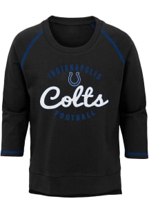 Indianapolis Colts Girls Black Overthrow Long Sleeve Sweatshirt