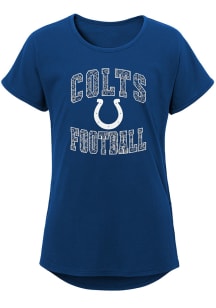 Indianapolis Colts Girls Blue Team Lace Short Sleeve Tee