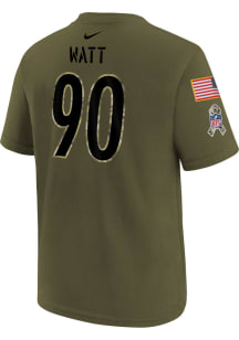 TJ Watt Pittsburgh Steelers Youth Olive Salute To Service Name and Number Player Tee