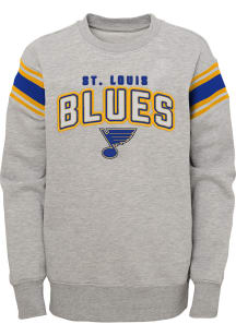 St Louis Blues Youth Grey Ribbed Roller Long Sleeve Crew Sweatshirt