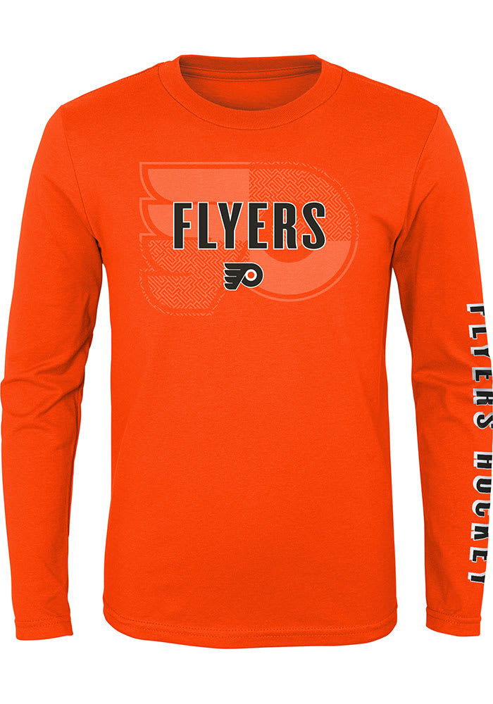 Philadelphia Flyers Youth Orange Hockey Maze Long Sleeve T-Shirt