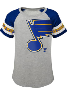 St Louis Blues Girls Grey Shot on Goal Short Sleeve Fashion T-Shirt
