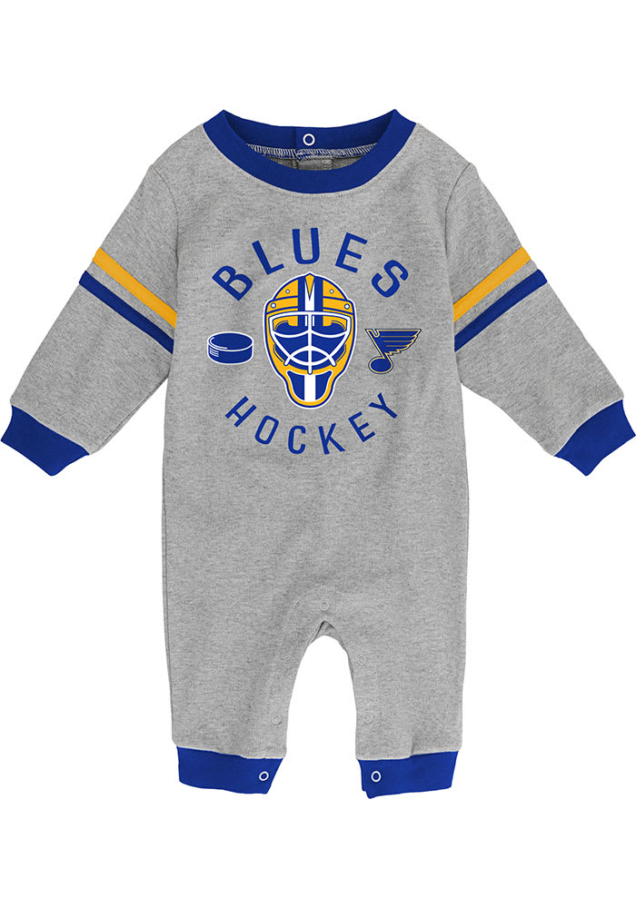 St Louis Blues Baby Grey Masked Defenders Long Sleeve One Piece