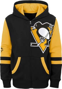 Pittsburgh Penguins Baby Faceoff Long Sleeve Full Zip Sweatshirt - Black