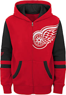 Detroit Red Wings Boys Red Faceoff Long Sleeve Full Zip Hooded Sweatshirt