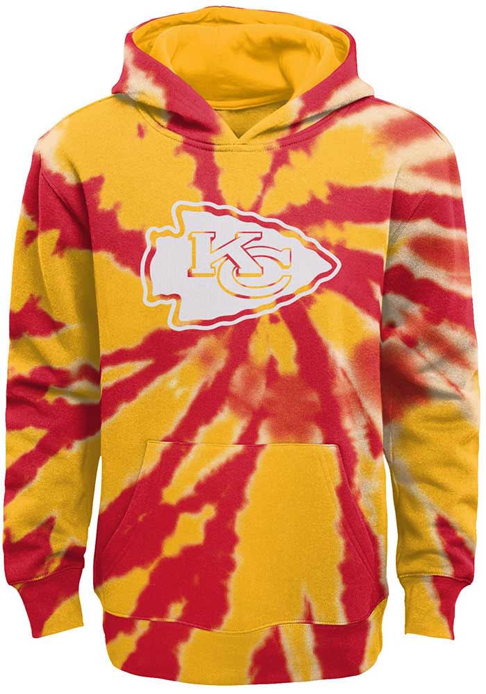 Kansas City Chiefs Youth Red Statement Tie Dye Long Sleeve Hoodie