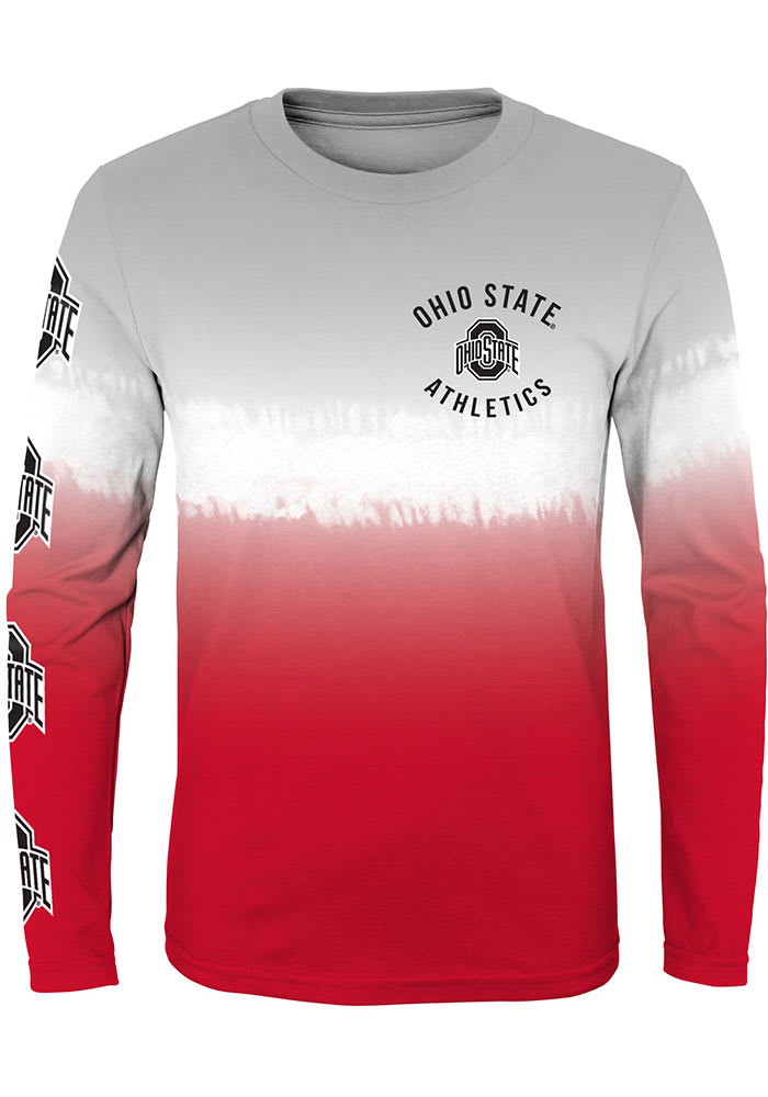 Ohio State Buckeyes Youth Red Double up Tie Dye Long Sleeve T-Shirt