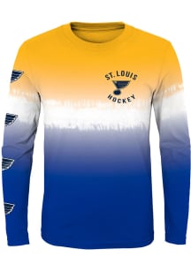 St Louis Blues Youth Blue Double up Tie Dye Long Sleeve T-Shirt
