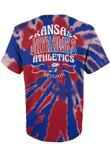 Kansas Jayhawks Youth Blue Pennant Tie Dye Short Sleeve T-Shirt