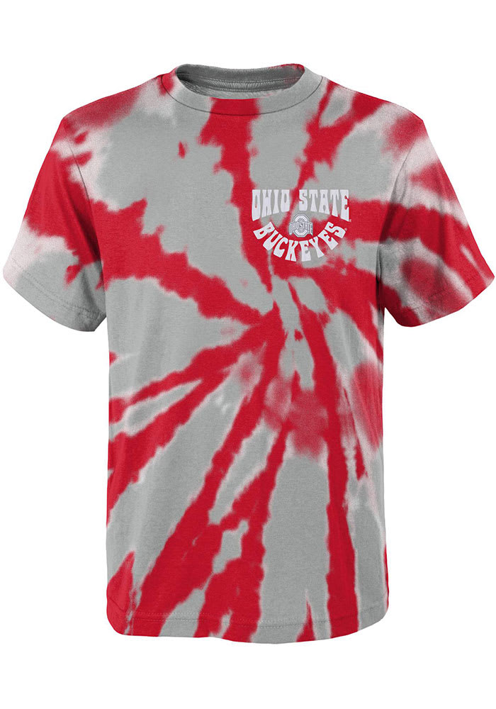 Ohio State Buckeyes Youth Red Pennant Tie Dye Short Sleeve T-Shirt