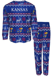 Kansas Jayhawks Boys Ugly Sweater PJ Set - Blue