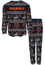 Chicago Bears Boys Ugly Sweater PJ Set - Navy Blue
