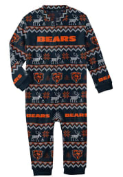 Chicago Bears Baby Navy Blue Ugly Sweater Loungewear One Piece Pajamas