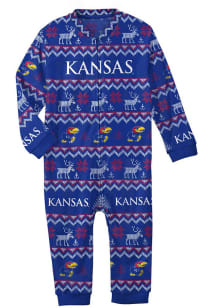 Kansas Jayhawks Baby Blue Ugly Sweater Loungewear One Piece Pajamas