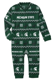 Michigan State Spartans Baby Green Ugly Sweater Loungewear One Piece Pajamas