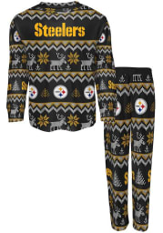 Pittsburgh Steelers Kids Black Ugly Sweater Loungewear PJ Set