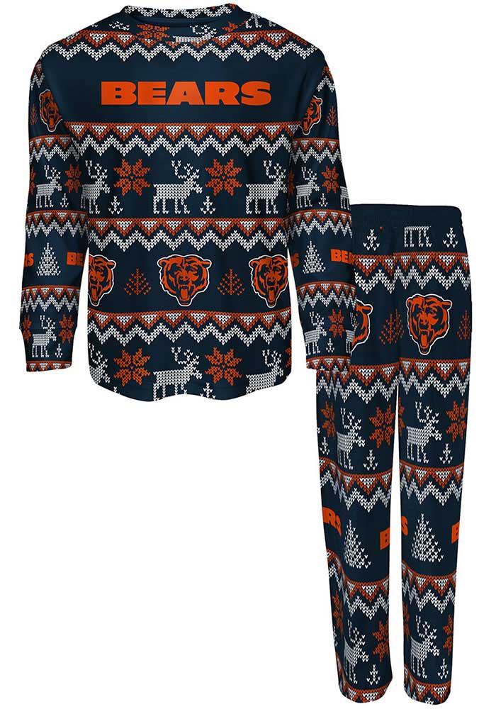 Chicago Bears Kids Navy Blue Ugly Sweater Loungewear PJ Set