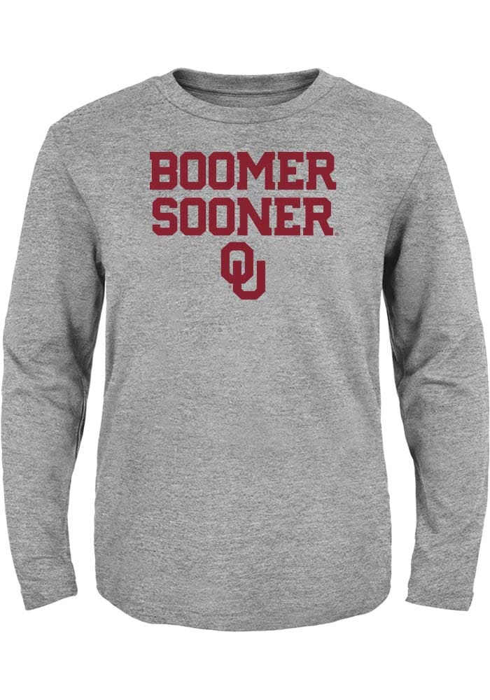 Oklahoma Sooners Youth HEATHERGREY Boomer Sooner Long Sleeve Tee