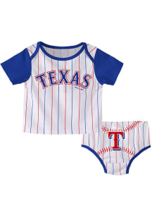 Texas Rangers Infant White Hey Batter Batter Set Top and Bottom
