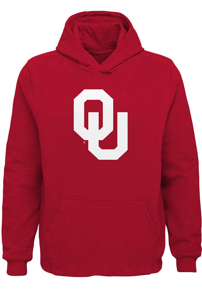 Oklahoma Sooners Boys Cardinal Primary Logo Long Sleeve Hooded Sweatshirt