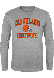 Cleveland Browns Boys Grey #1 Design Long Sleeve T-Shirt