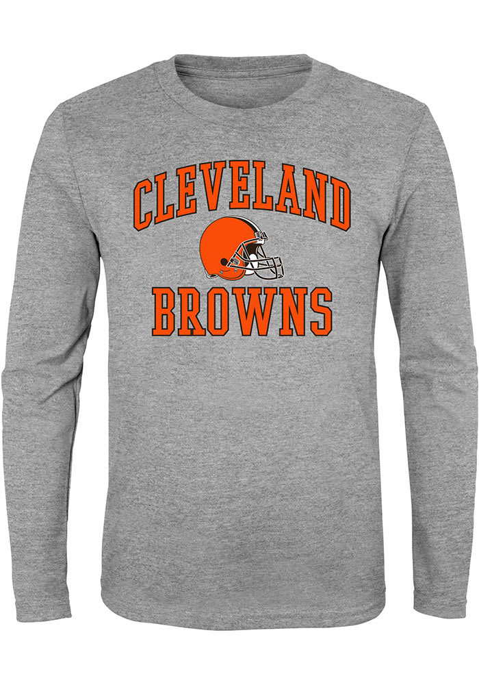 Cleveland Browns Boys Grey #1 Design Long Sleeve T-Shirt