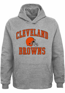 Cleveland Browns Boys Grey #1 Design Long Sleeve Hooded Sweatshirt