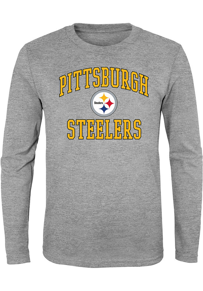 Pittsburgh Steelers Boys Grey #1 Design Long Sleeve T-Shirt