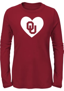 Oklahoma Sooners Girls Cardinal Heart Long Sleeve T-shirt