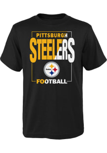 Pittsburgh Steelers Youth Black Coin Toss Short Sleeve T-Shirt