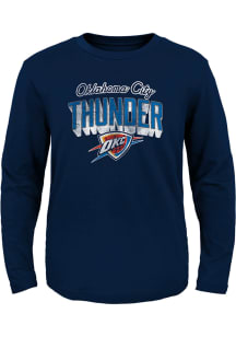 Oklahoma City Thunder Youth Navy Blue Couch Side Long Sleeve T-Shirt
