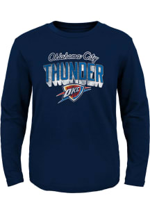 Oklahoma City Thunder Boys Navy Blue Couch Side Long Sleeve T-Shirt