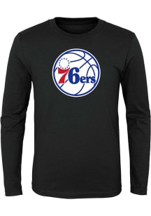 Philadelphia 76ers Youth Black Swoop Logo Long Sleeve T-Shirt