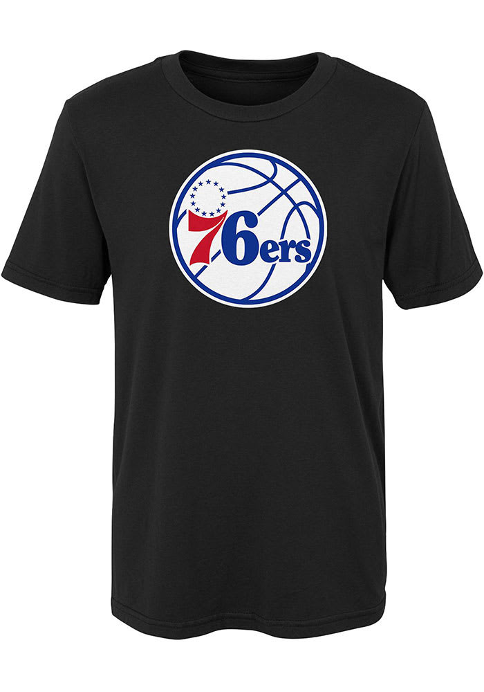 Philadelphia 76ers Youth Black Swoop Logo Short Sleeve T-Shirt