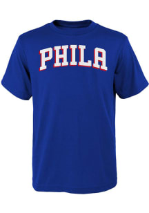 Philadelphia 76ers Youth Blue Phila Wordmark Short Sleeve T-Shirt