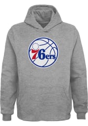 Philadelphia 76ers Boys Grey Swoop Logo Long Sleeve Hooded Sweatshirt