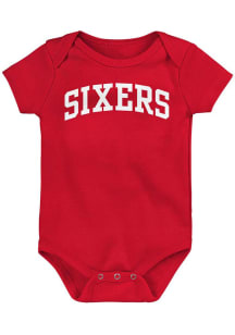 Philadelphia 76ers Baby Red Sixers Wordmark Short Sleeve One Piece