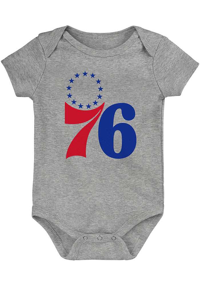 Philadelphia 76ers Baby Grey 76 Logo Short Sleeve One Piece