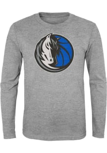 Dallas Mavericks Youth Grey Circle Ball Long Sleeve T-Shirt