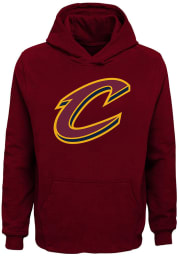 Cleveland Cavaliers Youth Red Primary Logo Long Sleeve Hoodie