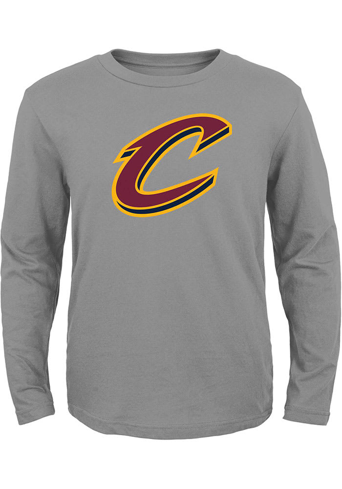 Cleveland Cavaliers Grey Primary Logo Long Sleeve T-Shirt