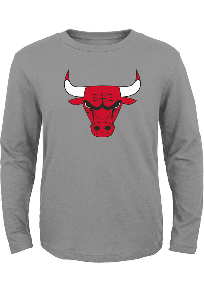 Chicago Bulls Boys Grey Primary Logo Long Sleeve T-Shirt