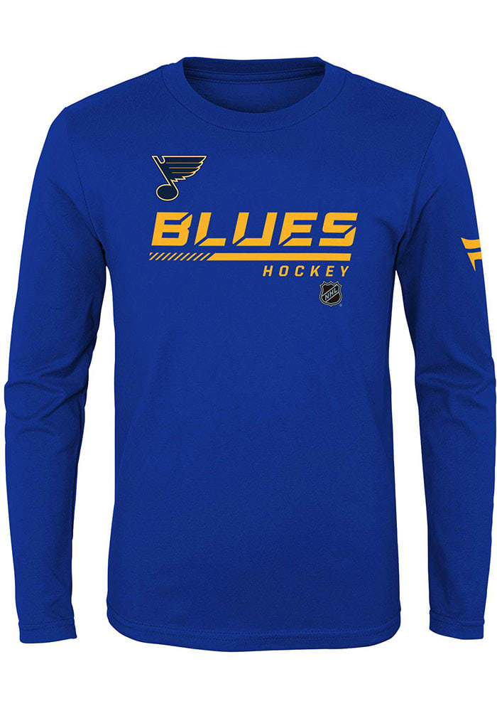 St Louis Blues Boys Navy Blue Authentic Pro 2 Long Sleeve T-Shirt, Navy Blue, 100% POLYESTER, Size 4, Rally House