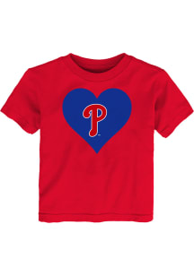 Philadelphia Phillies Girls Red Heart Primary Logo Short Sleeve T-Shirt