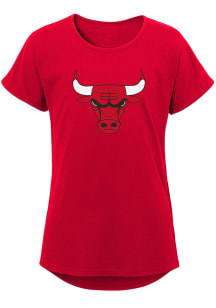 Chicago Bulls Girls Red Primary Logo Short Sleeve Tee