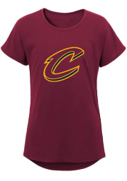 Cleveland Cavaliers Girls Red Primary Logo Short Sleeve Tee