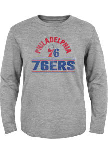 Philadelphia 76ers Youth Grey Double Bar Long Sleeve T-Shirt